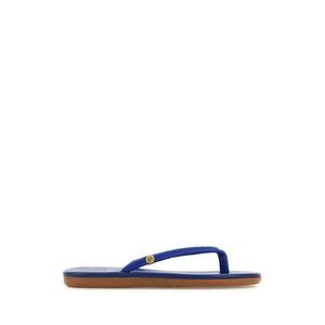 Ancient Greek Women Blue Fabric Saionara Thong Slippers